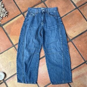 Rewash Women's Blue Barrel Ankle Jeans